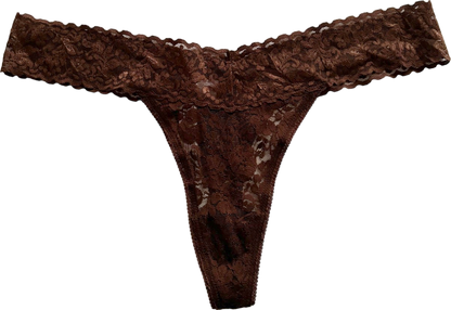 Out From Under Brown Lace Thong UK L