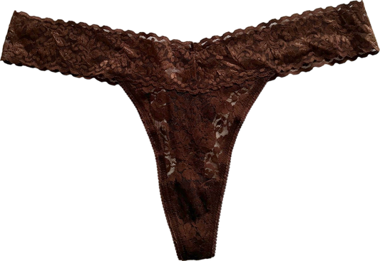 Out From Under Brown Lace Thong UK L