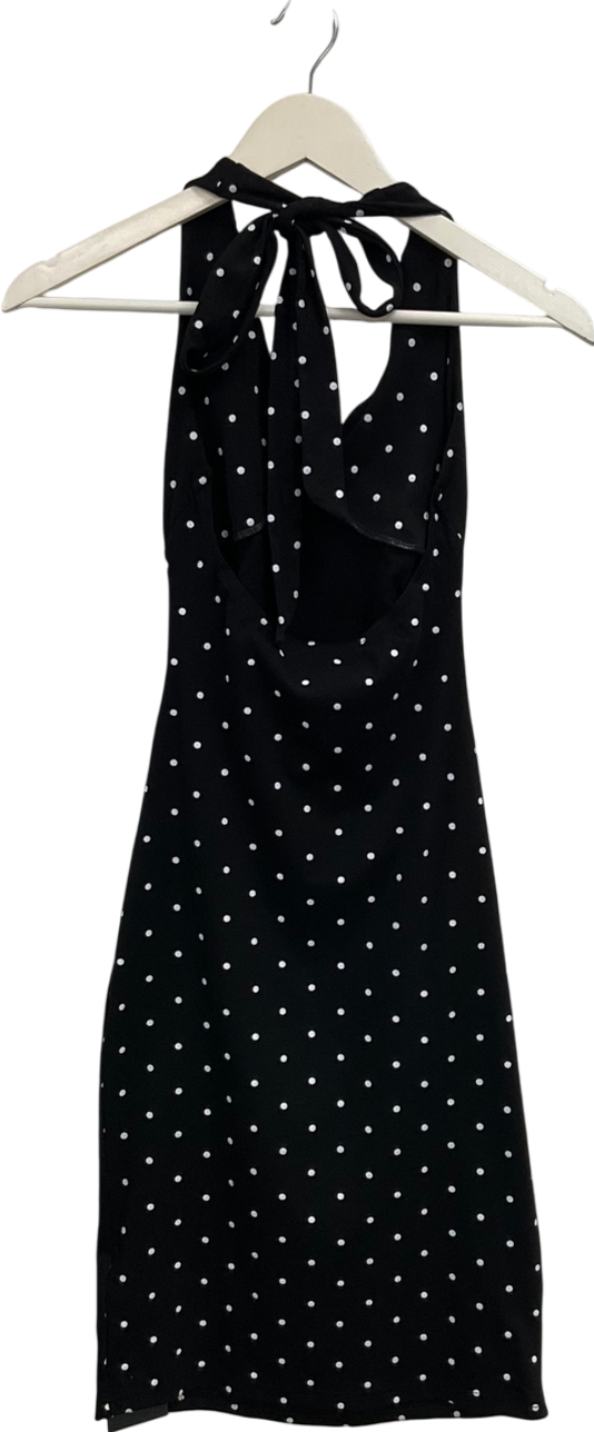 Cider Black Polka Dot Halter Neck Dress UK XS