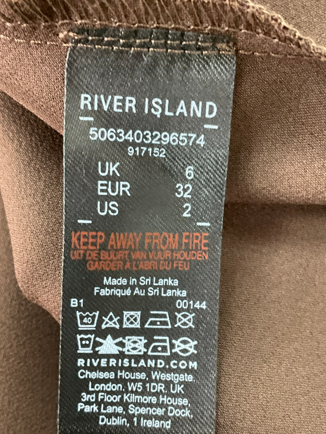 River Island Brown Feather Trimmed Slip Dress UK 6