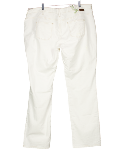 Boden White Straight Leg Contrast Stitch Jeans Long UK 22