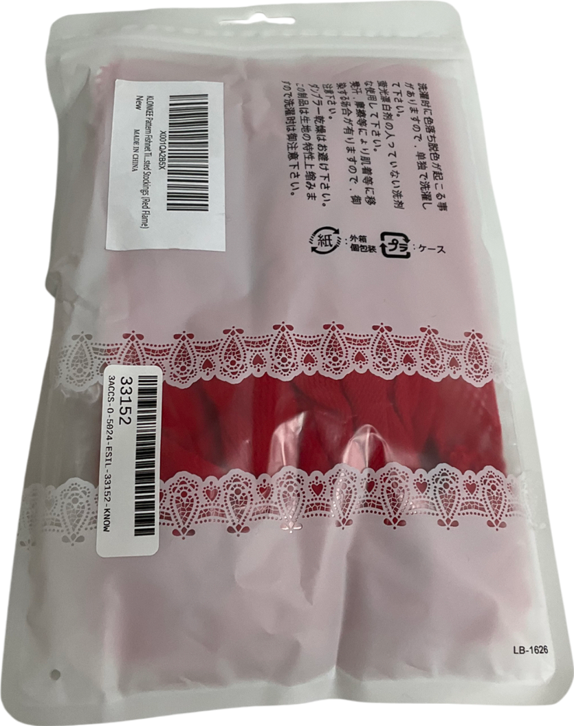 Popular Red Klonkee Pattern Fishnet Twisted Stockings One Size