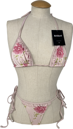 Frankies Bikinis Pink Fresh Rose Bikini Set UK XS