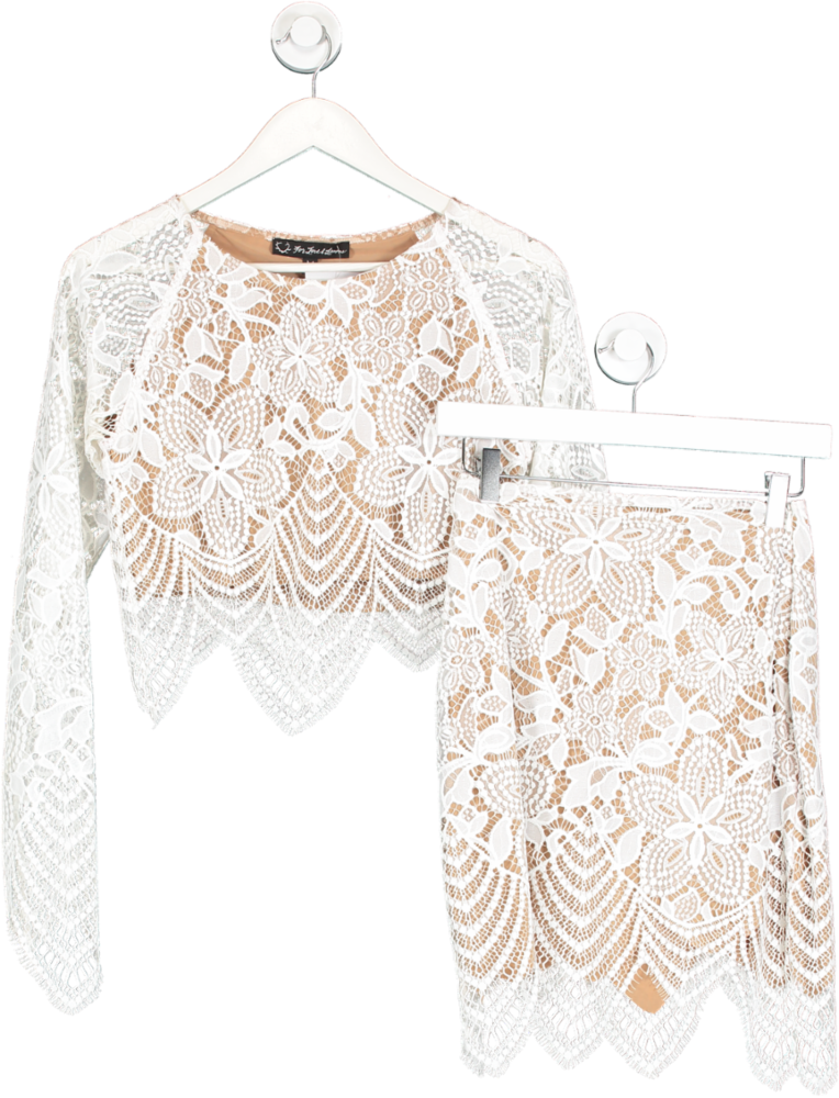 For Love & Lemons White Lolo Crop Top And Skirt UK M