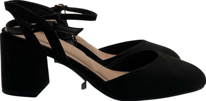 New Look Black Suedette 2 Part Block Heel Court Shoes UK 3 EU 36 👠