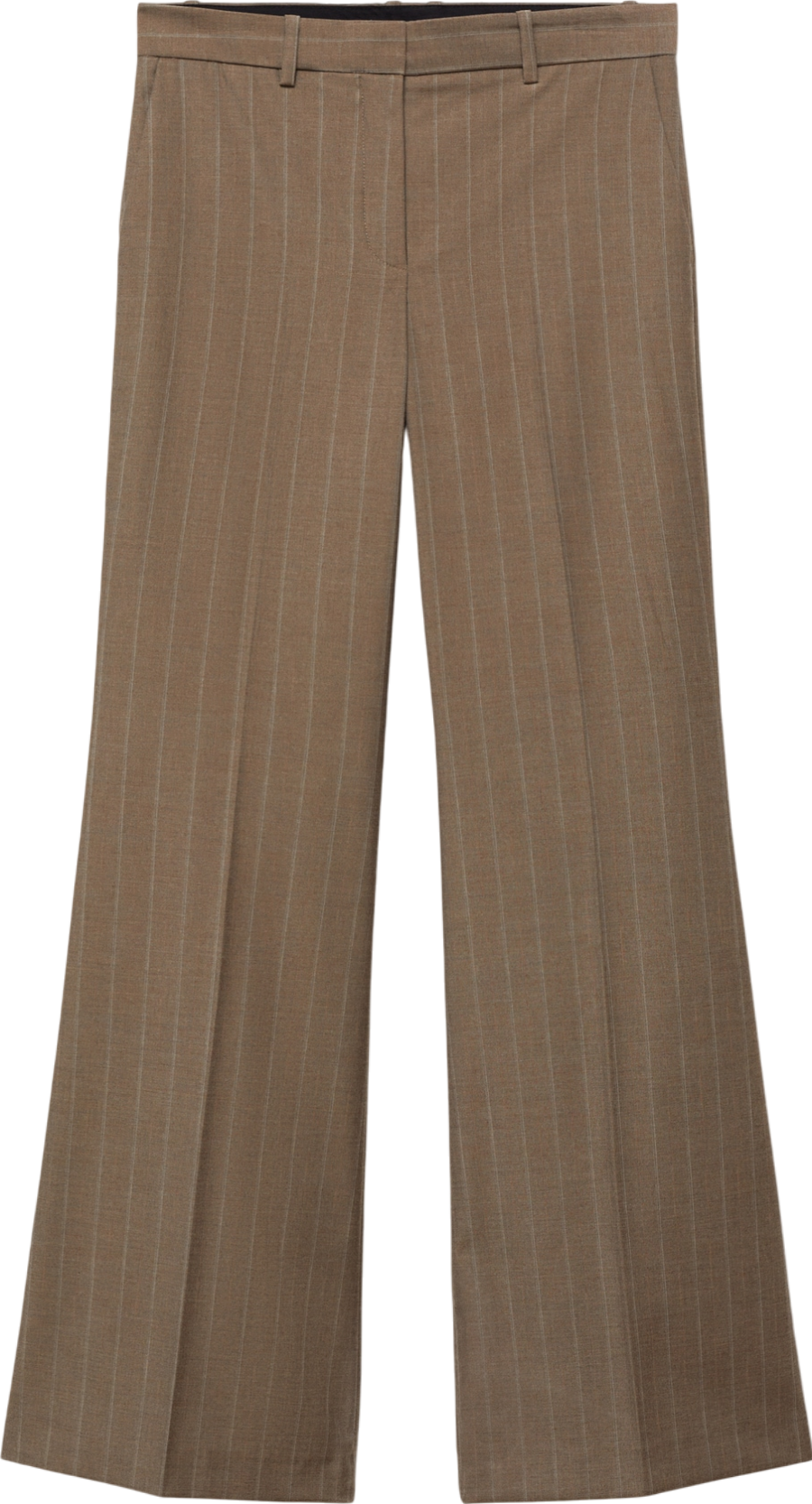 MANGO Brown Pinstripe Flared Trousers UK 10