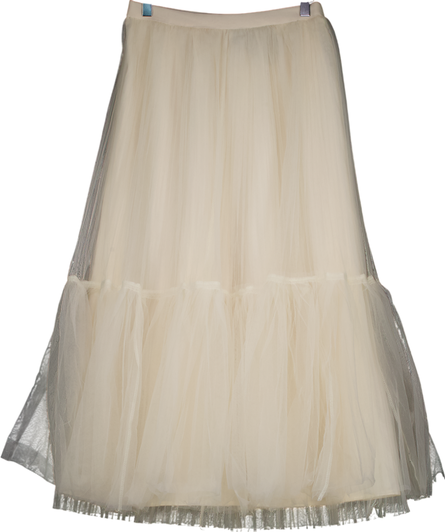 Choklate Cream Tulle Maxi Skirt UK S