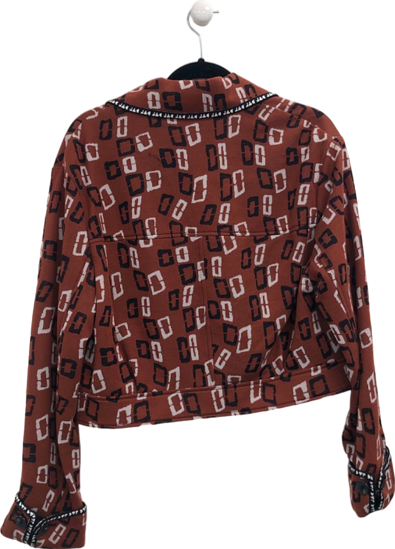 Diane Von Furstenberg Brown Patterned Cropped Jacket UK M