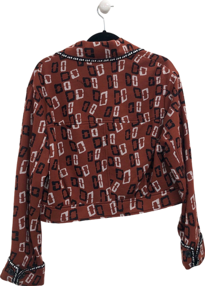 Diane Von Furstenberg Brown Patterned Cropped Jacket UK M