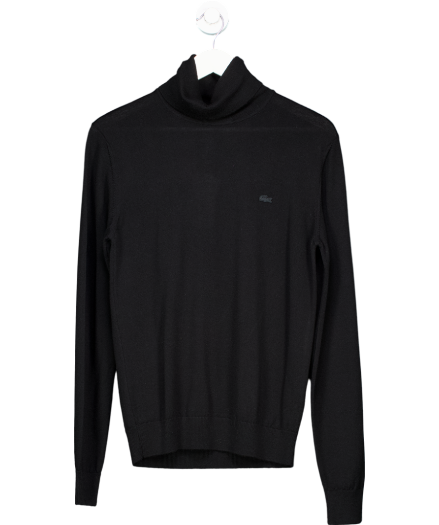 Lacoste Black Wool Roll Neck Sweater UK XS
