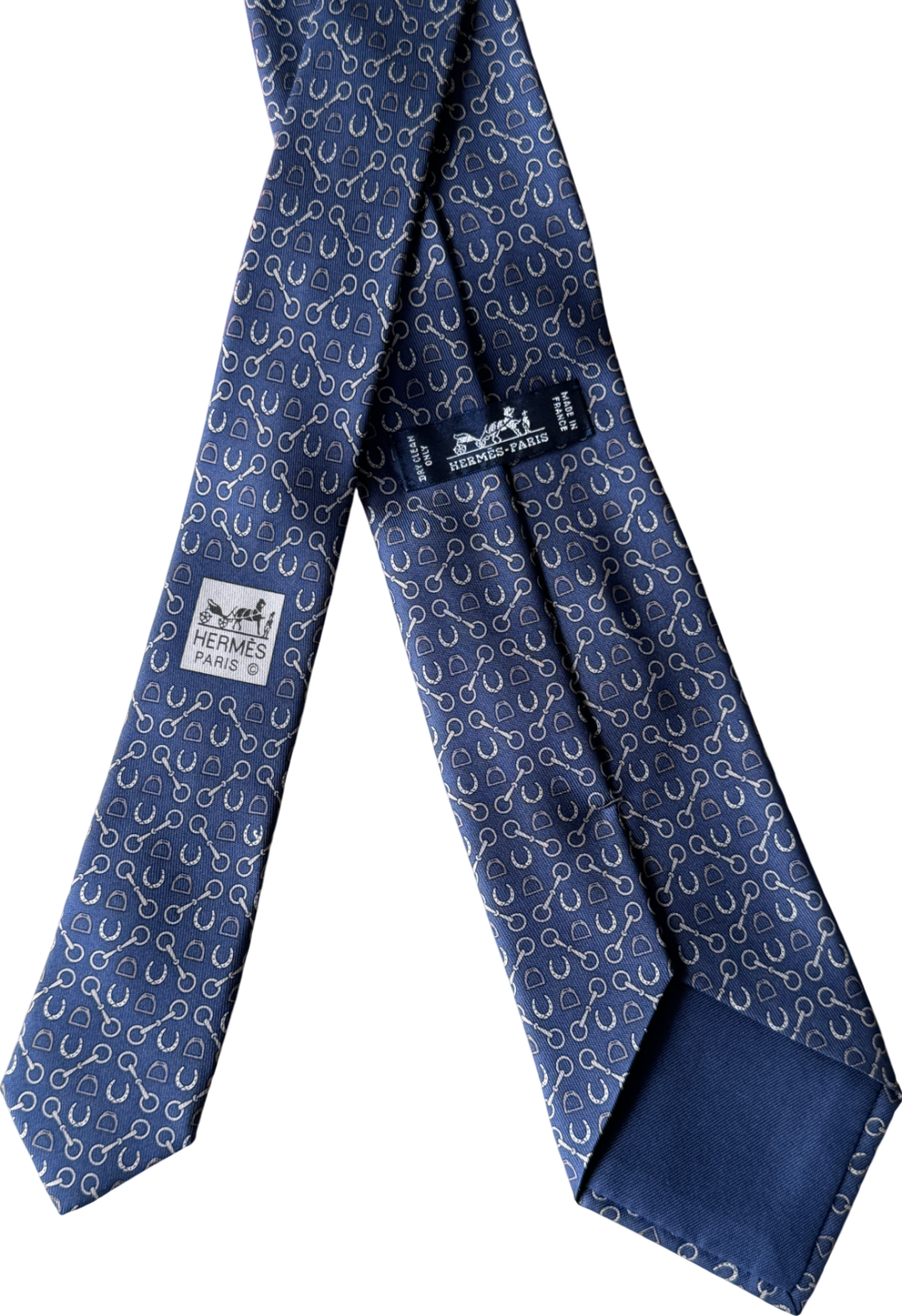 Hermès Blue 100% Silk Horsebit Neck Tie 606053