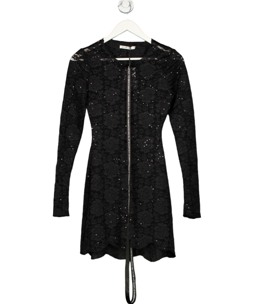 SLA the label Black Blake Sequin Lace Mini Dress UK XS