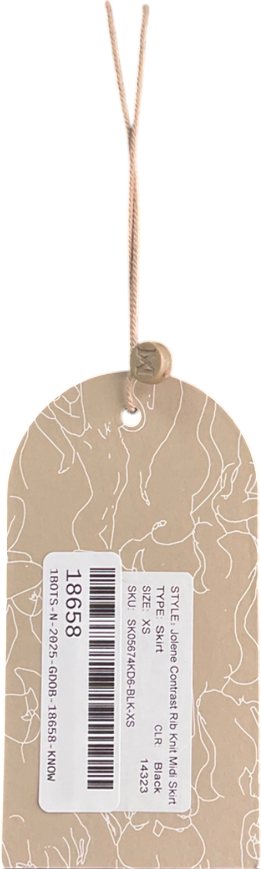 Meshki Black Jolene Contrast Rib Knit Midi Skirt UK XS