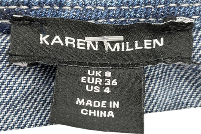 Karen Millen Blue Denim Button Through Waistcoat UK 8