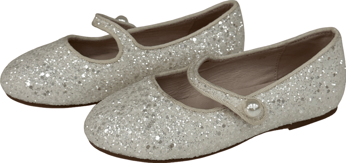 Age of Innocence Elin Glitter White Shoes UK 12 EU 30.5 👼