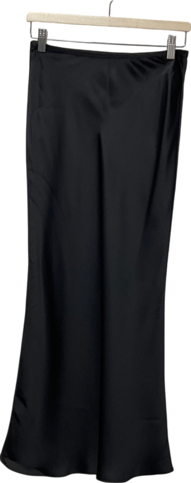 New Look Black Satin Midi Skirt UK 8