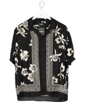 The Kooples Black Palm Tree Print Short Sleeve Shirt UK L