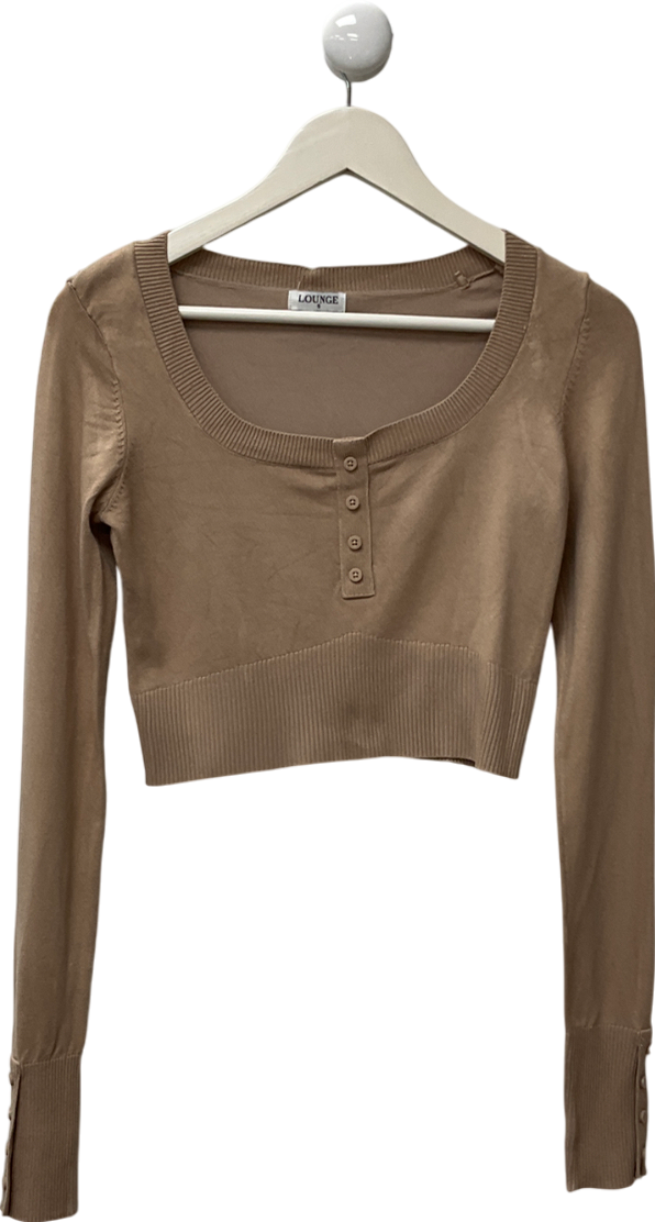 lounge Beige Cropped Long Sleeve Top UK S
