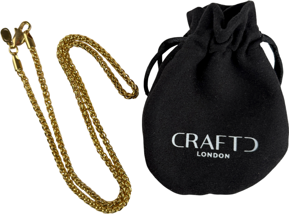 CRAFTD LONDON Wheat 3mm 18k Yellow Gold Plated Chain