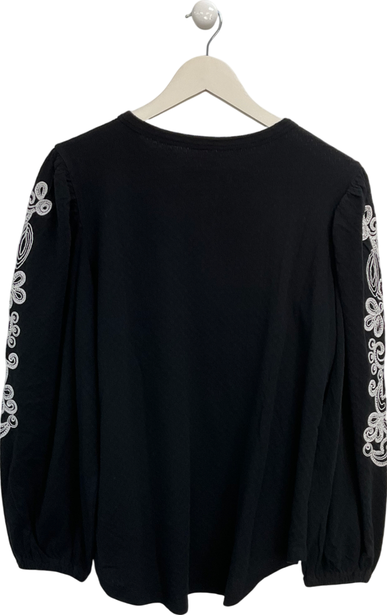 Monsoon Black Enya Embroidered Shirt UK M