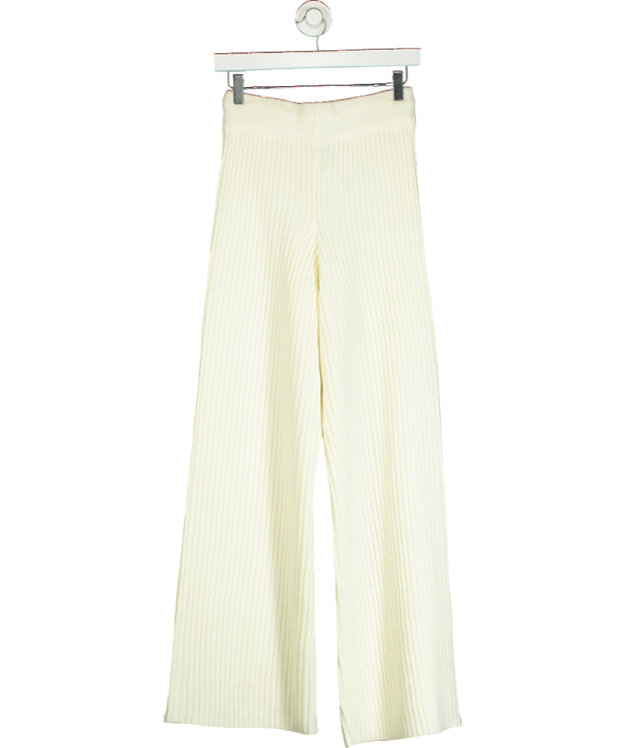 PRETTY LAVISH Cream Millie Knit Trousers UK S/M