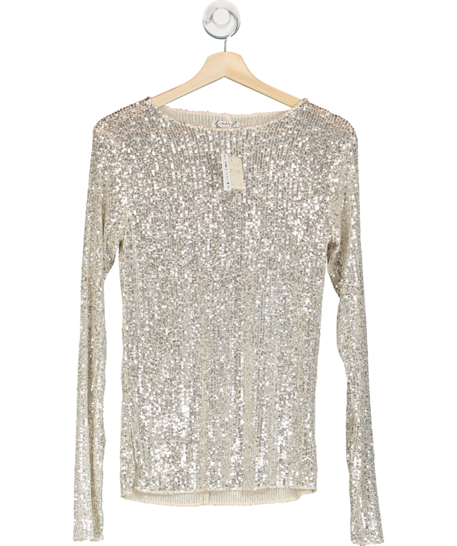 Free People Metallic Gold Rush Long Sleeve UK XS