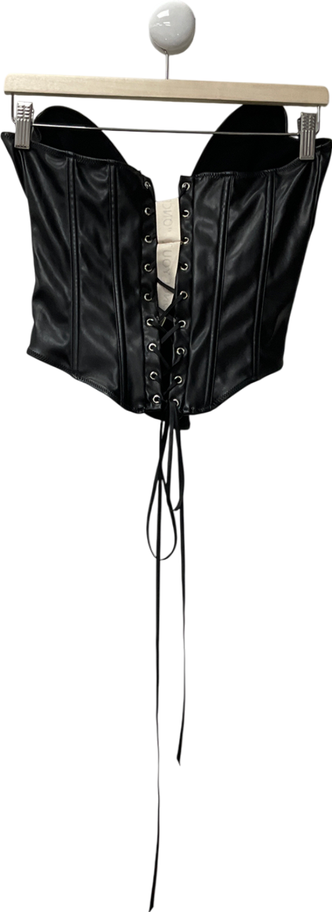 Mars the Label Black The Deep Cut Leather Corset UK 10