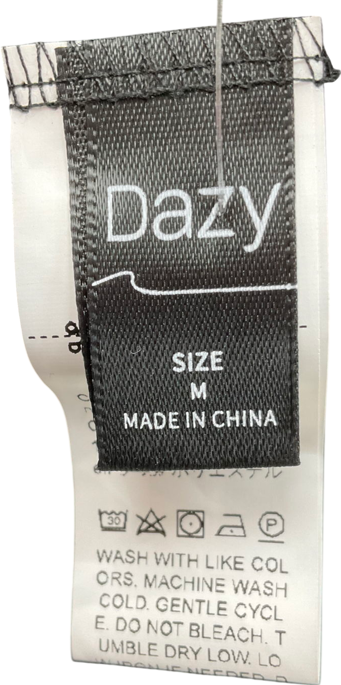 Dazy Black Daily Wear Solid Color Pleated Skirt UK M