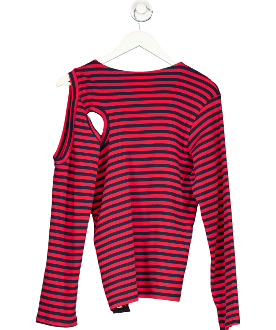 The Room Antwerp Red Cut Out Striped Long Sleeve Tee One Size