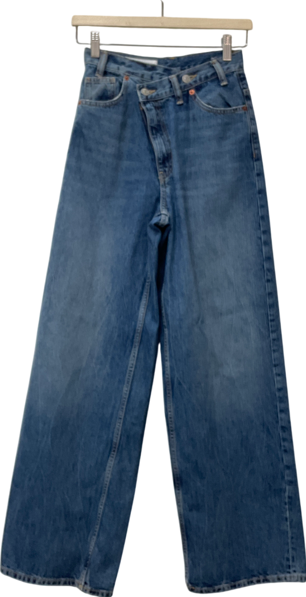 ZARA Blue High Waist Wide Leg Jeans UK 6