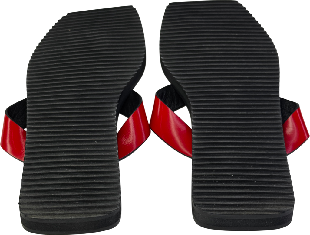 Alias Mae Red Box Leather Charlize Square Toe Thong Sandals UK 6 EU 39 👠