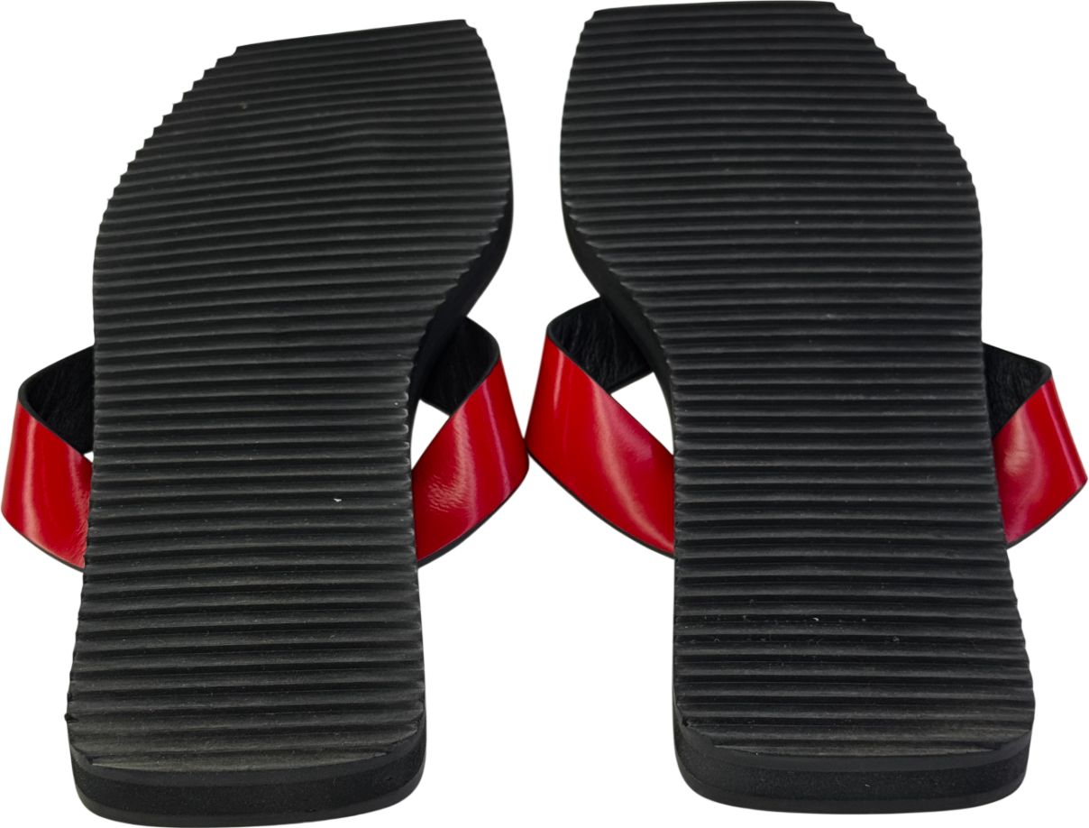 Alias Mae Red Box Leather Charlize Square Toe Thong Sandals UK 6 EU 39 👠