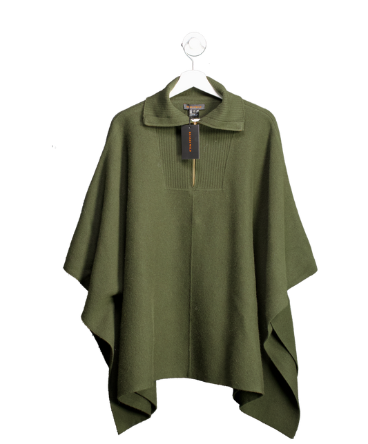 REALLY WILD CLOTHING Green Cashmere Mix Zip Neck Cape One Size