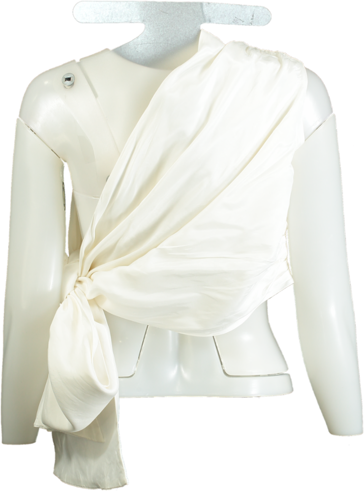 Paper London White Asymmetric Draped Top UK 12
