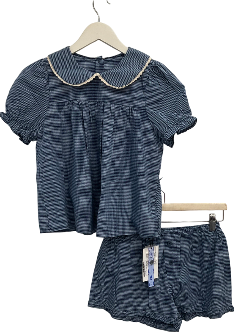 Cider Blue Checked Shirt And Short Setb UK XS