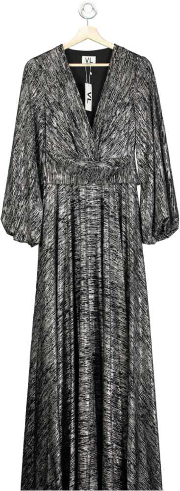 Virgos Lounge Black Metallic Maxi Dress UK 8