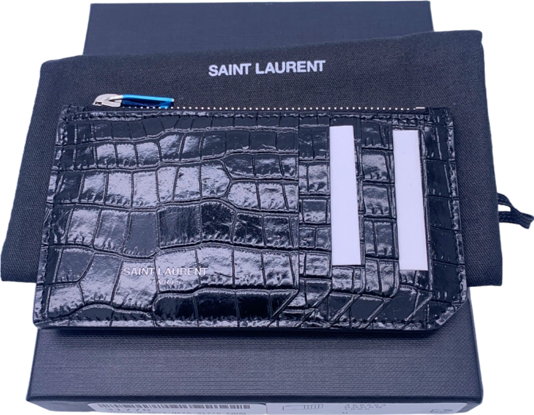 Saint Laurent Nero Cocco Print Monet Card Holder