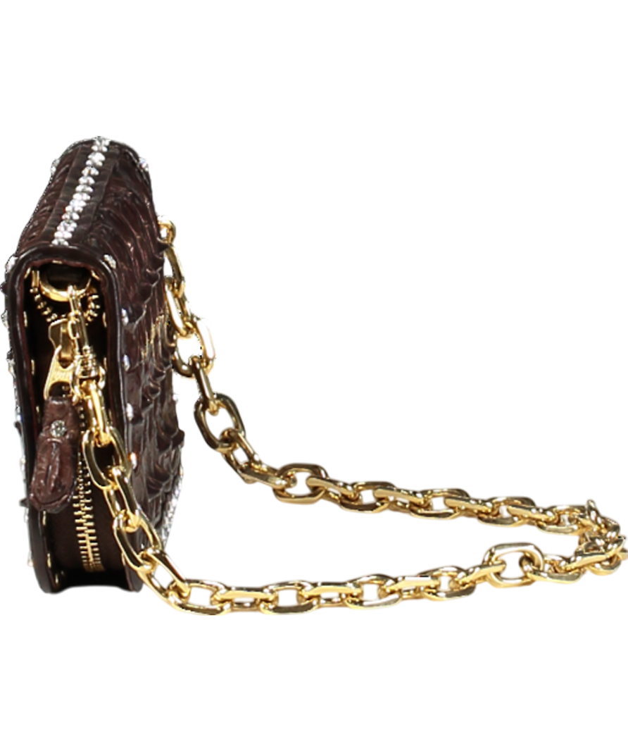 Korokum Brown Spica Genuine Crocodile Leather Wallet One Size