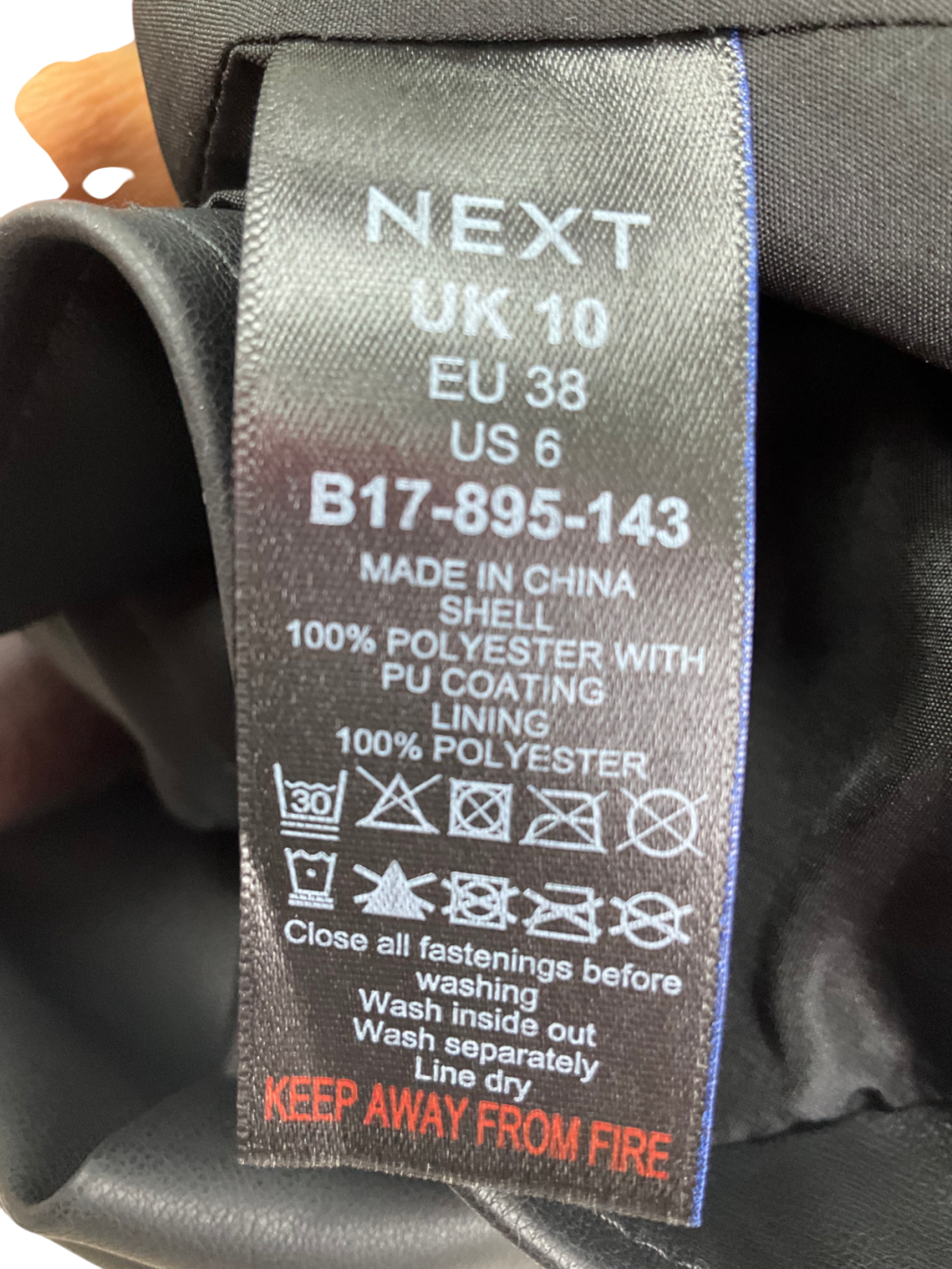 Next Black Faux Leather Biker Jacket UK 10