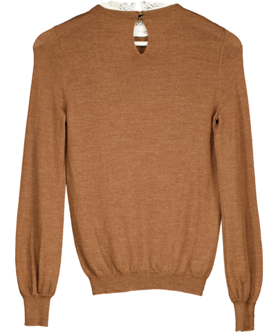 Sezane Brown Eduardo Merino Wool Sweater UK S