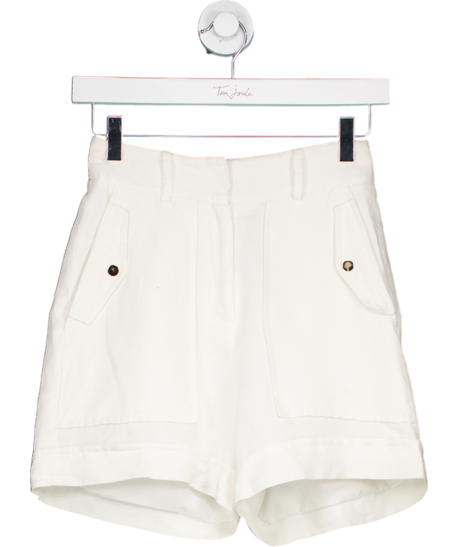 Karen Millen White High Rise Linen Blend Short UK 6