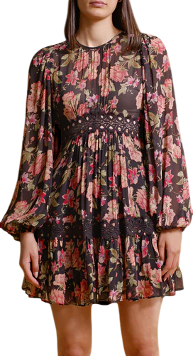 ByTIMO Black Georgette Lace Minidress Midnight Blush UK M