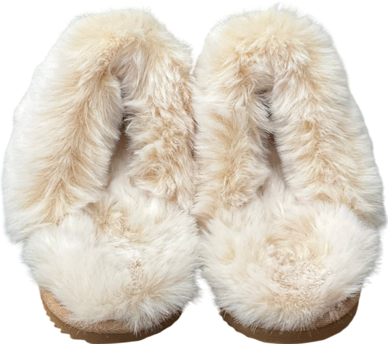 Next Beige Tan Brown Faux Faur Lined Mule Slippers UK 5 EU 38 👠