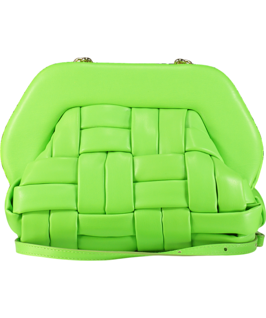 Themoirè Green Bios Woven Mantis Pochette Clutch Bag With Crossbody Strap