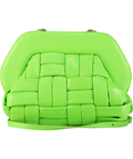 Themoirè Green Bios Woven Mantis Pochette Clutch Bag With Crossbody Strap