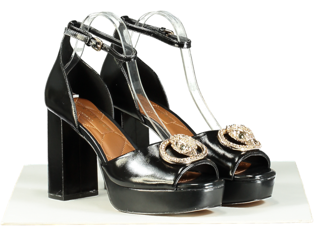 Kurt Geiger Black Embellished Platform Sandals Size UK 8