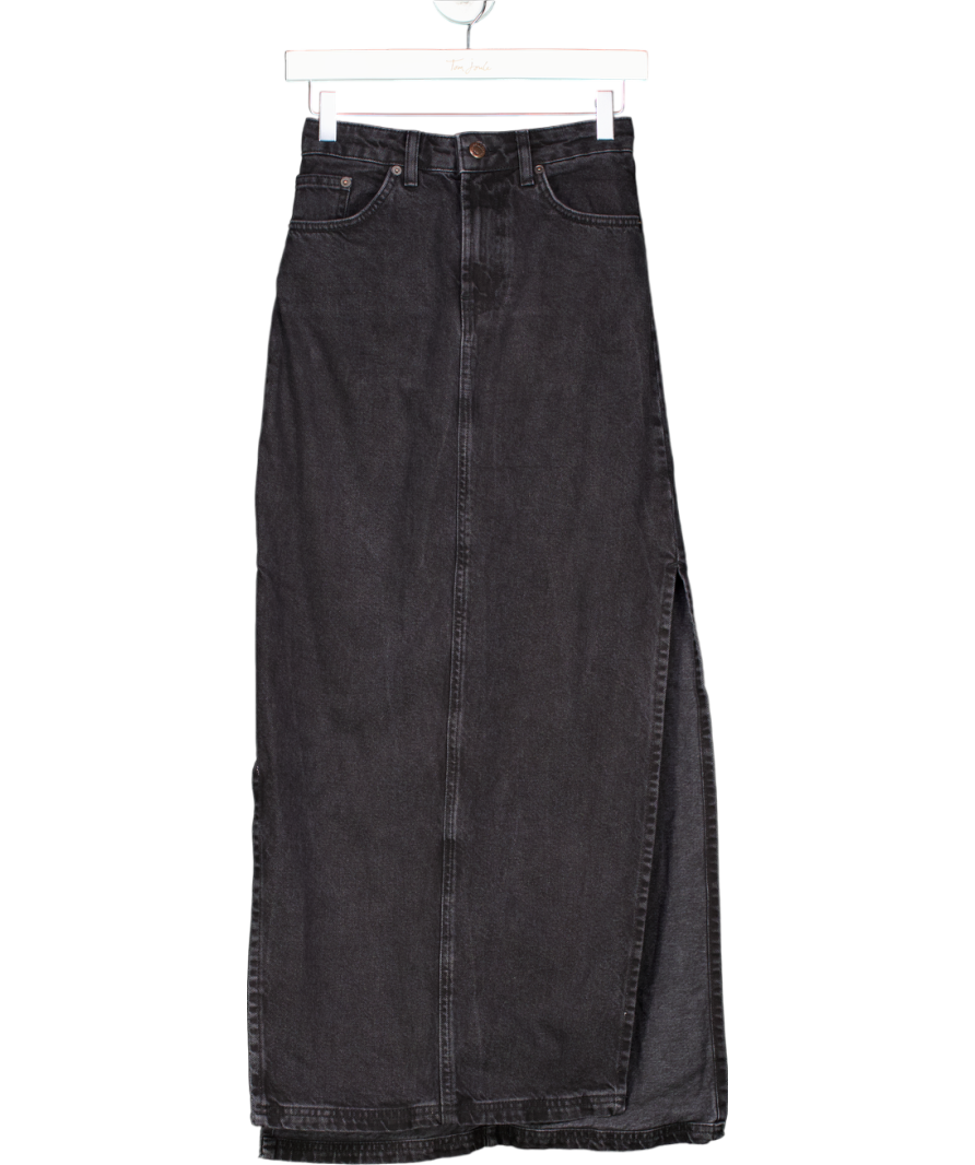 Topshop Black Denim Maxi Skirt UK 6