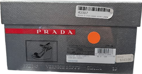 Prada Beige Patent Vernice Soft 3 Wedge Heel sandals UK 6 EU 39 👠