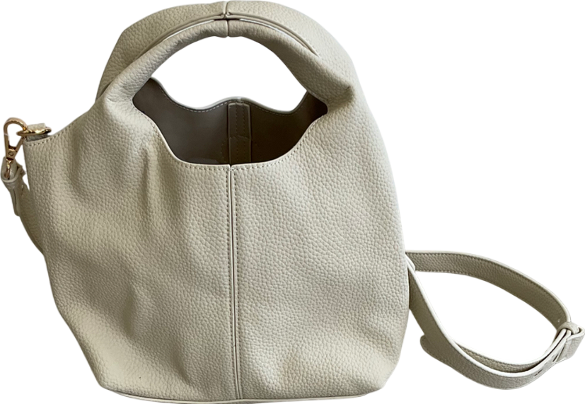 Cream Leather Look Bag One Size