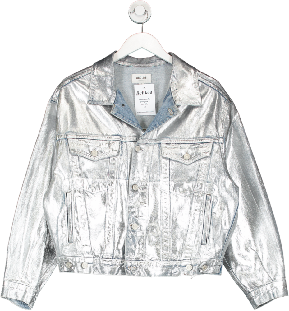 AGOLDE Charli Metallic Oversized Denim Jacket UK S